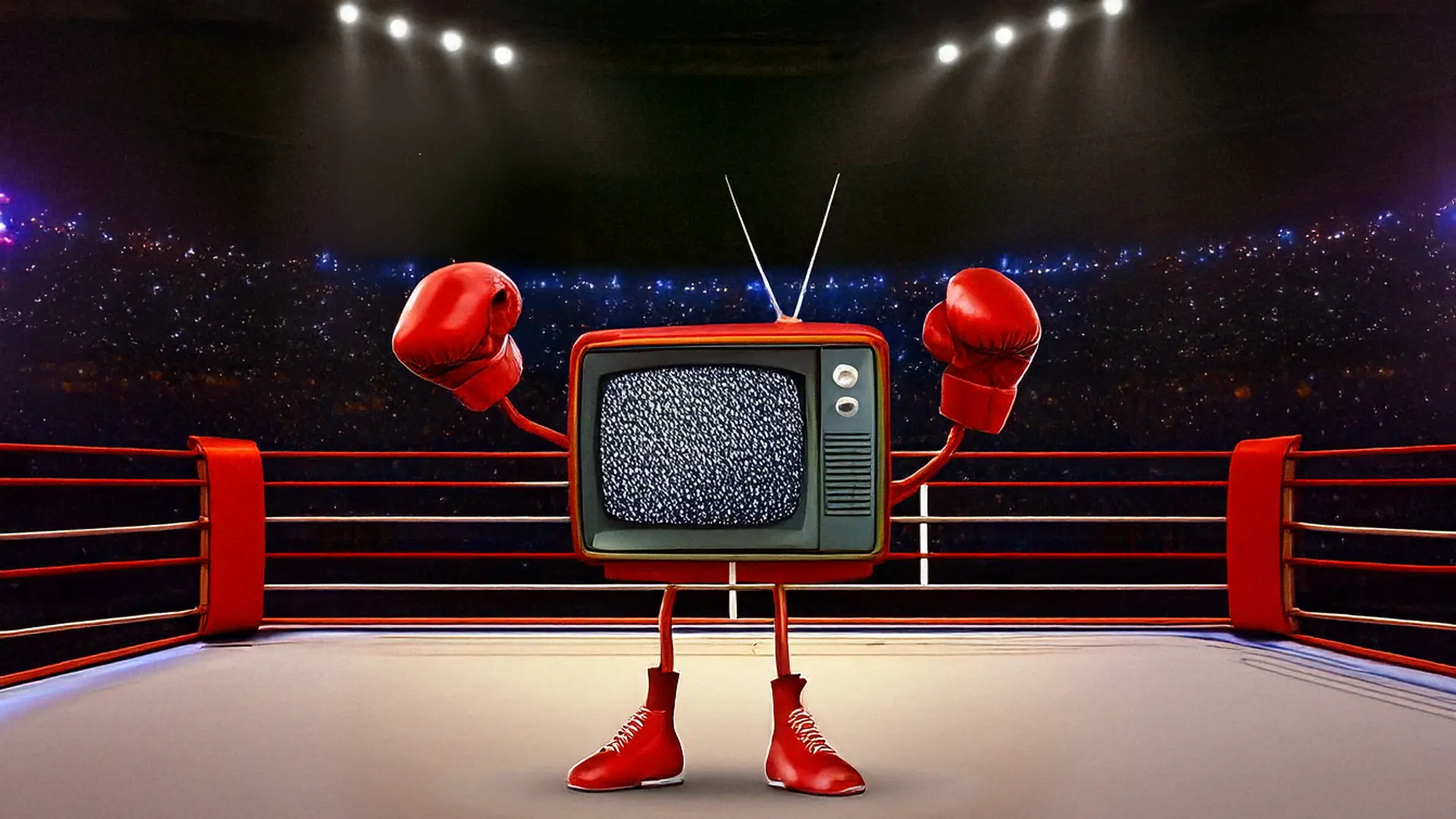 Netflix frappe fort - 60M de streams pour Tyson-Paul Une télévision triomphante semble lever les bras sur un ring de boxe.